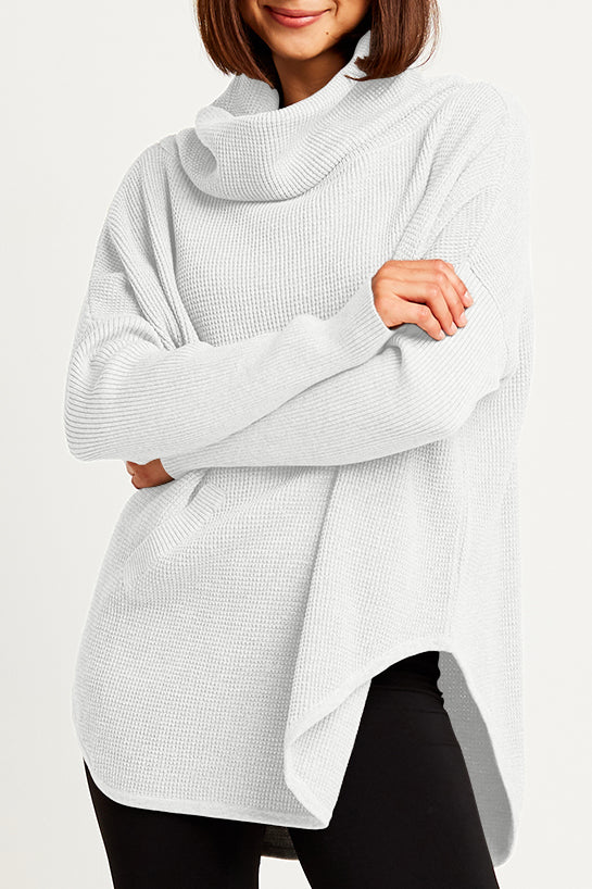Pima Cotton Waffle Cowl Sweater