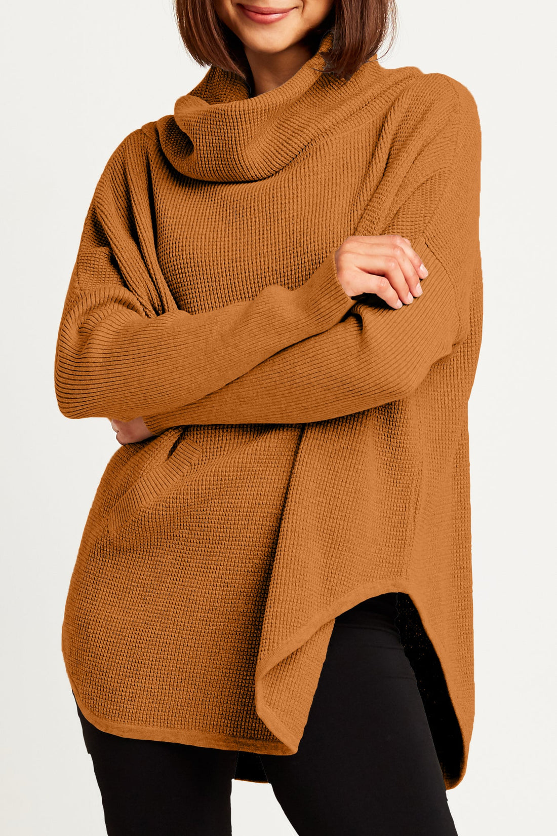 Pima Cotton Waffle Cowl Sweater
