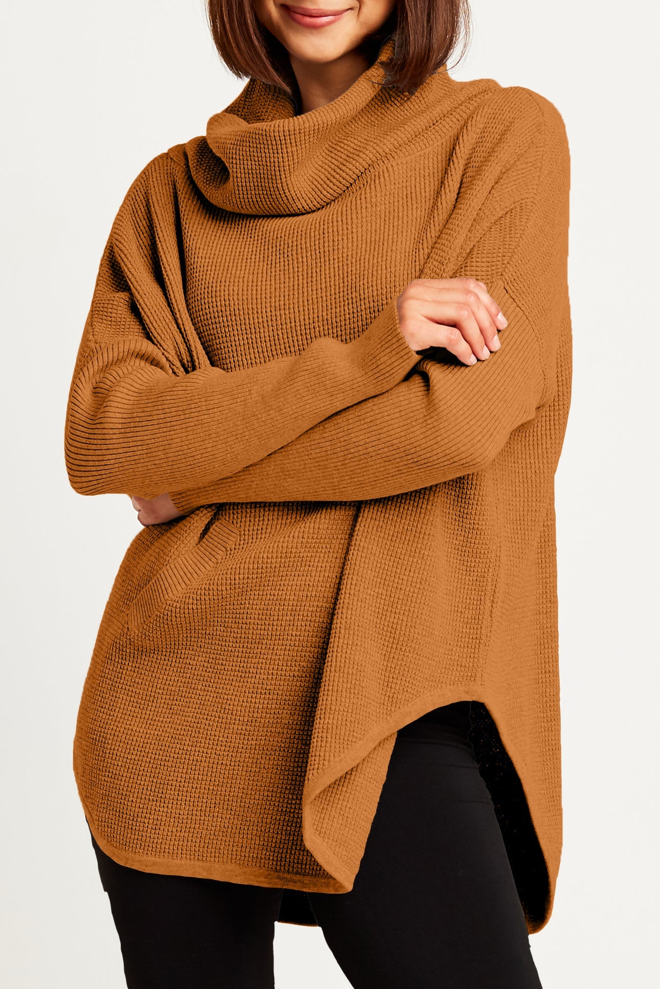 Pima Cotton Waffle Cowl Sweater