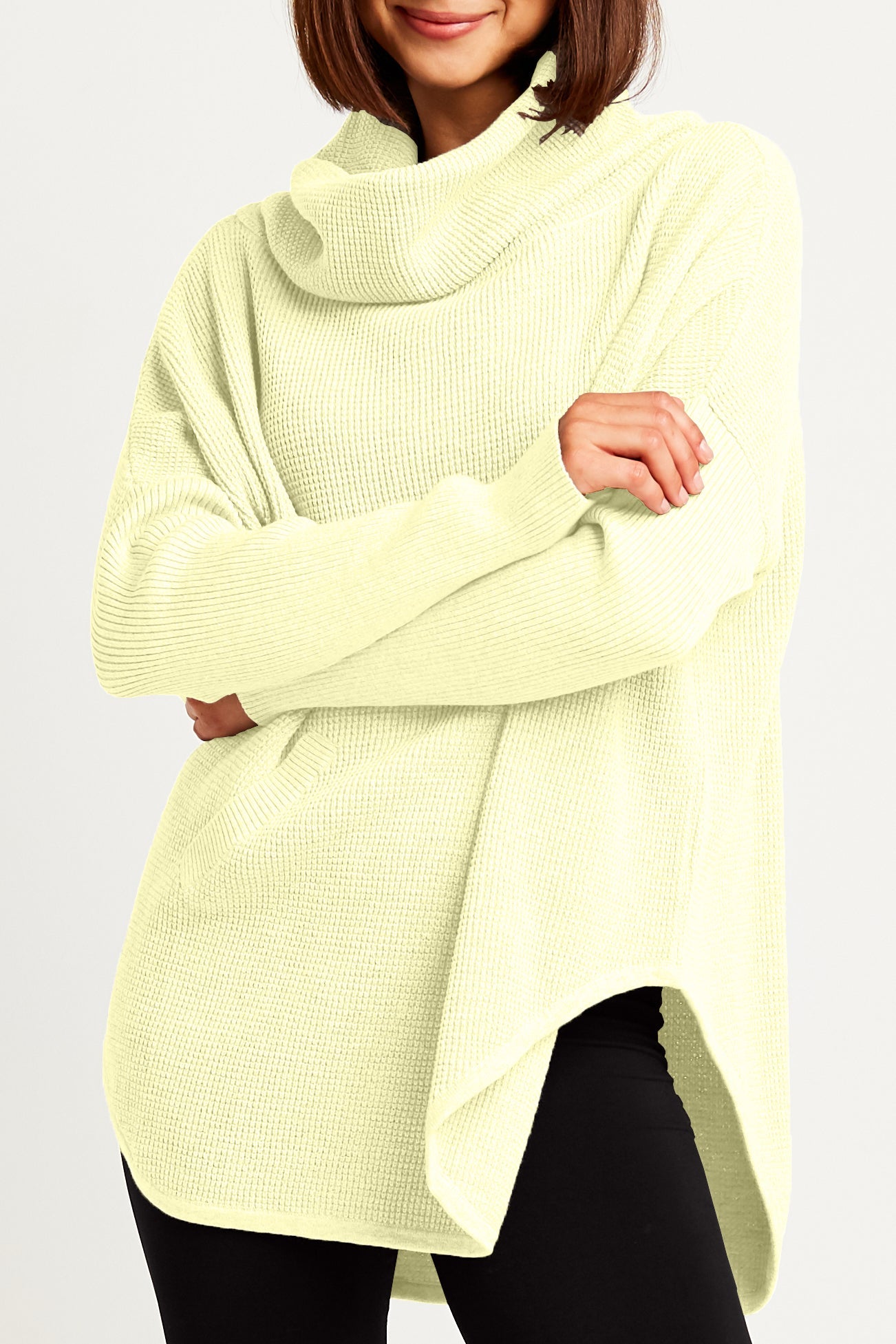 Pima Cotton Waffle Cowl Sweater