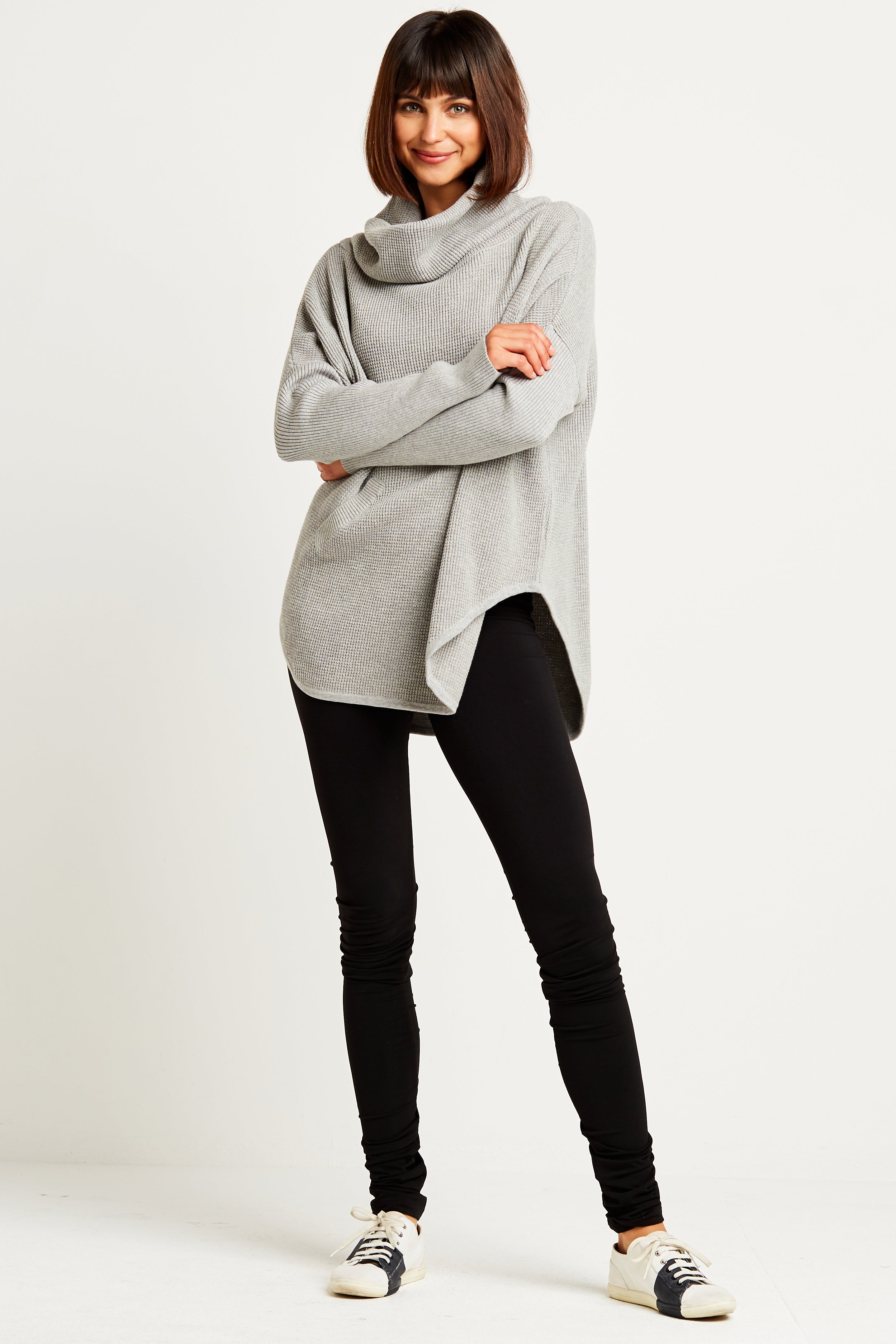 Pima Cotton Waffle Cowl Sweater