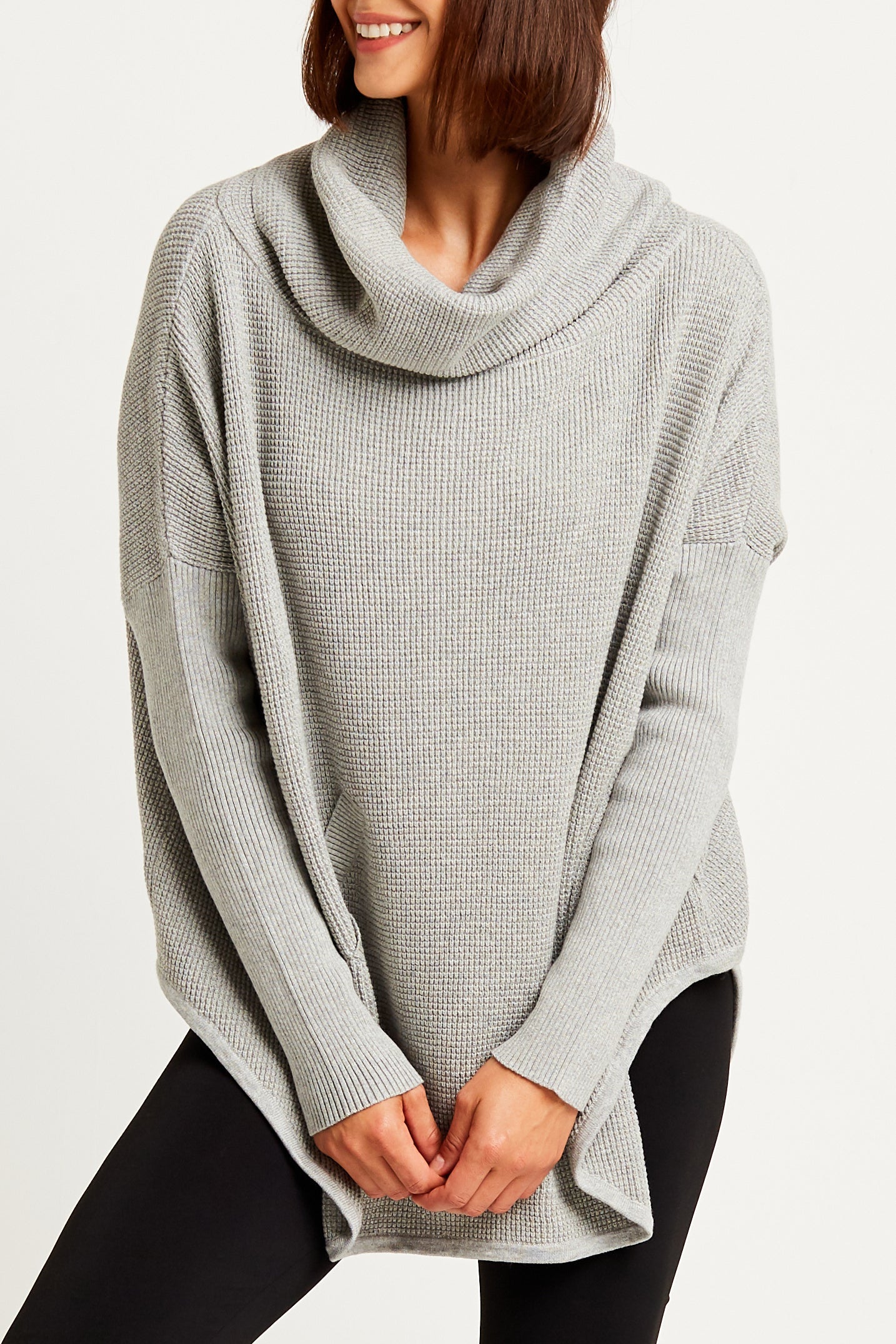 Pima Cotton Waffle Cowl Sweater