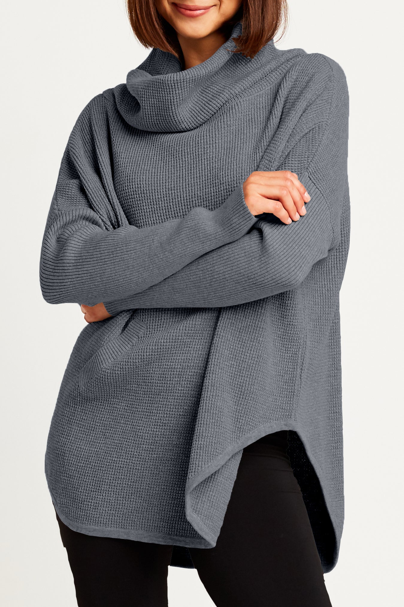 Pima Cotton Waffle Cowl Sweater