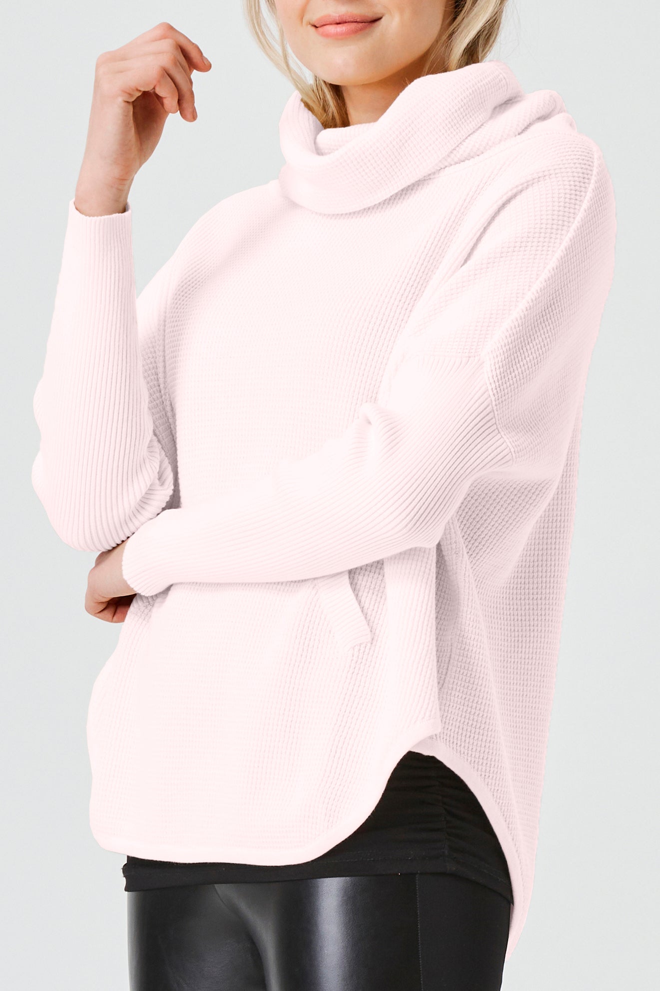 Pima Cotton Waffle Cowl Sweater
