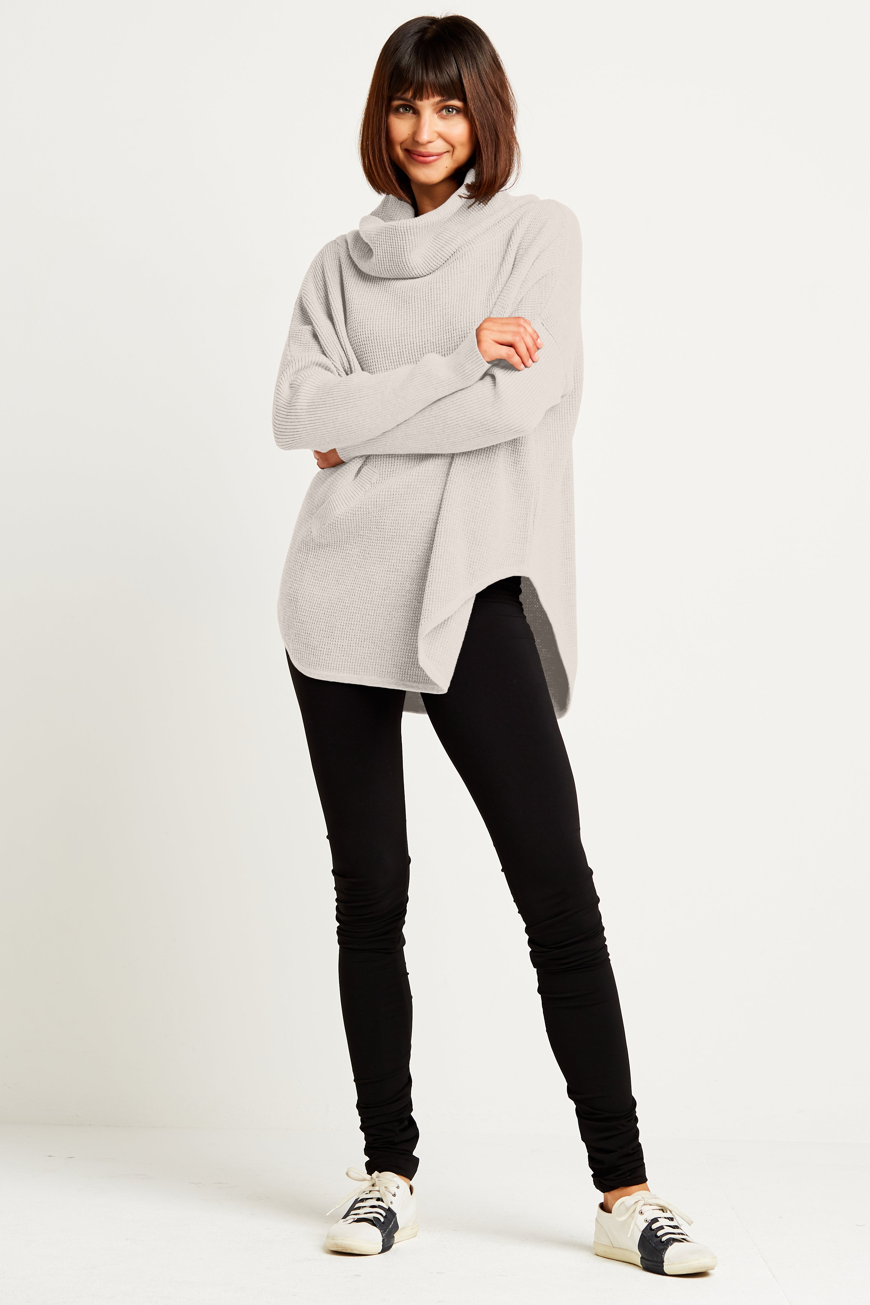 Pima Cotton Waffle Cowl Sweater