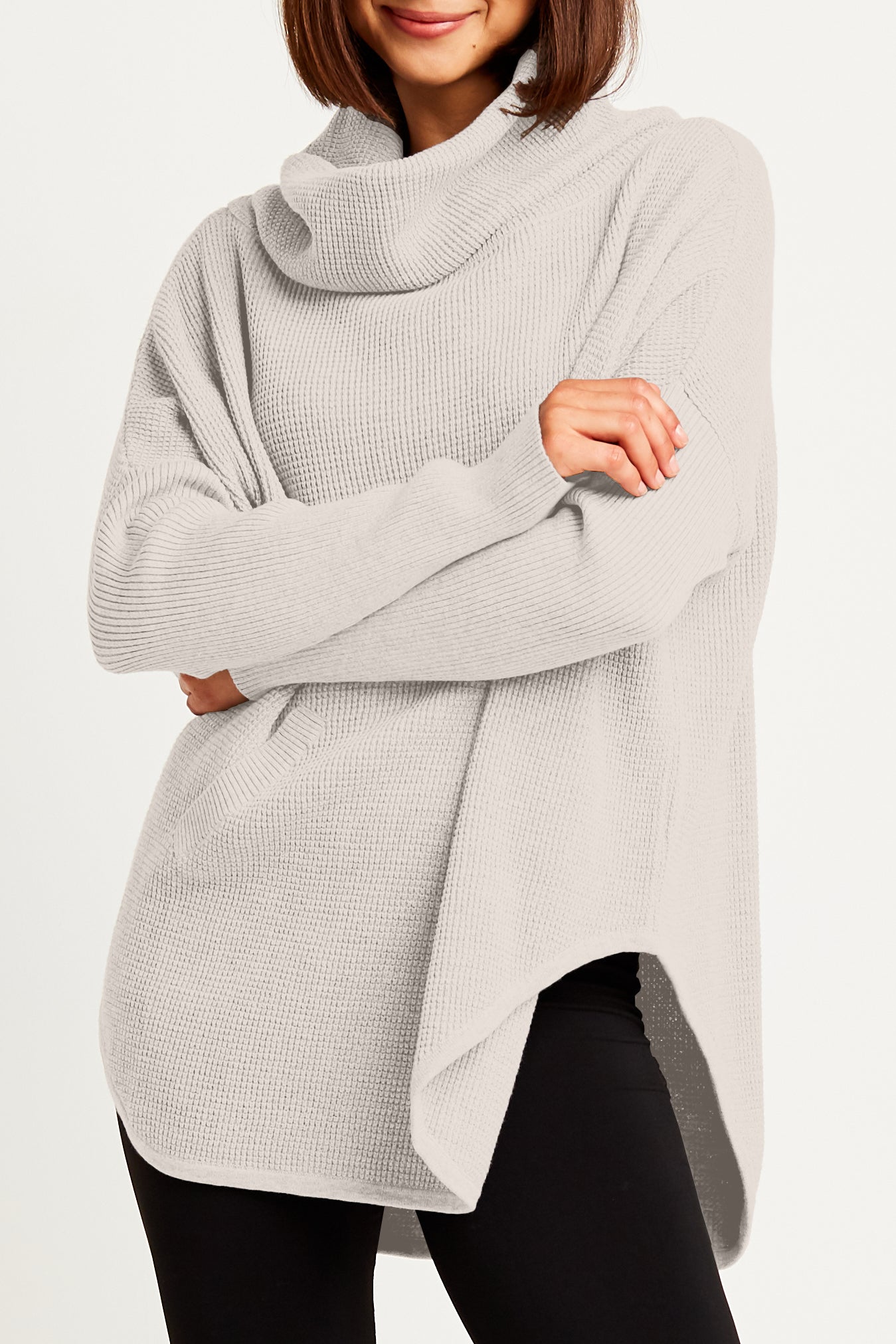 Pima Cotton Waffle Cowl Sweater