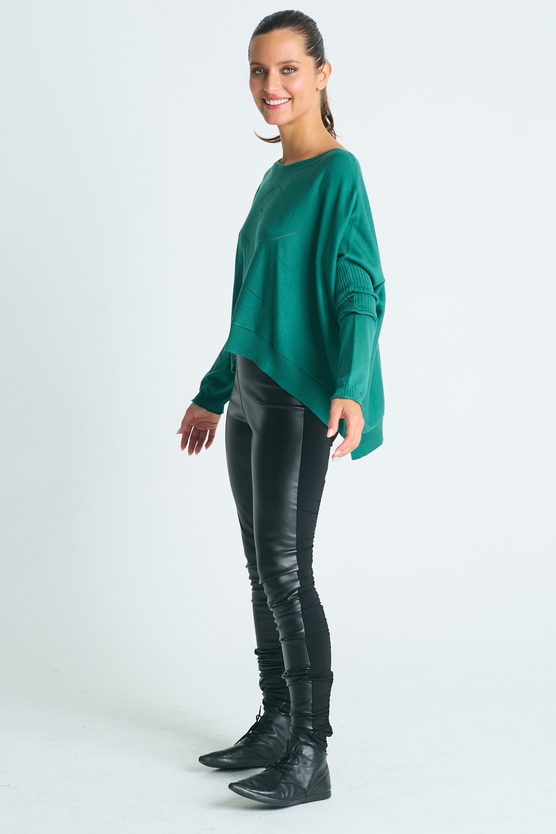 Pima Cotton Stitches Boatneck Sweater