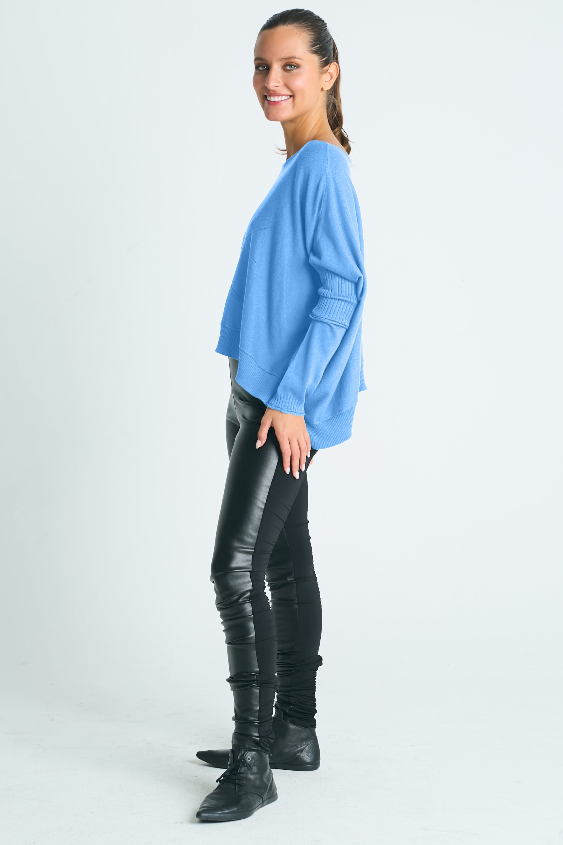 Pima Cotton Stitches Boatneck Sweater