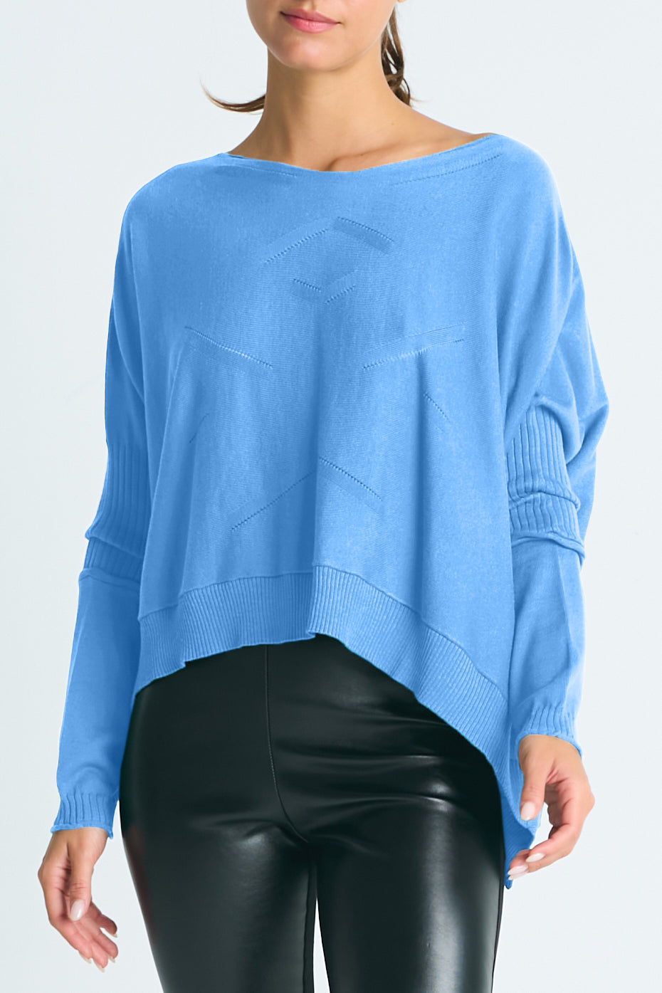Pima Cotton Stitches Boatneck Sweater