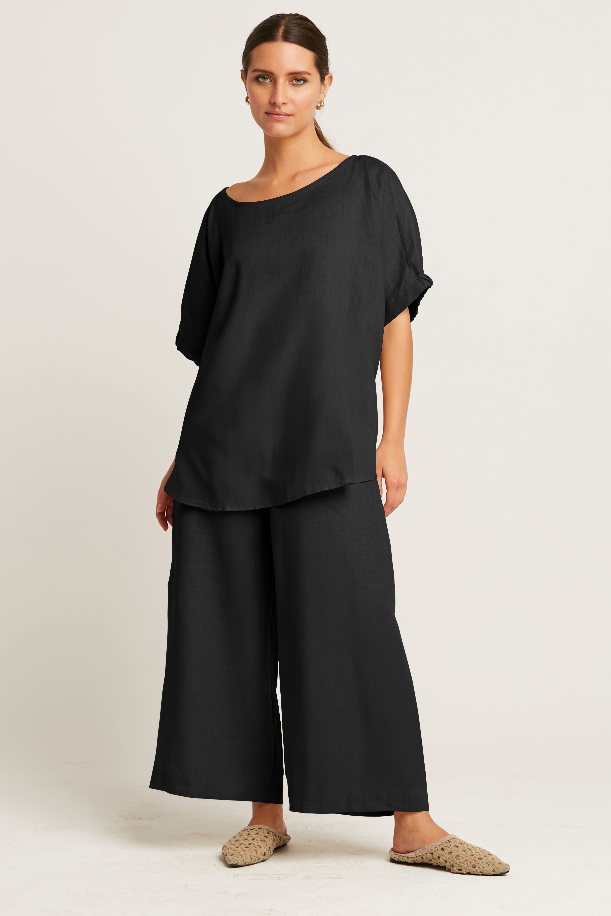Handkerchief Linen Crop Gaucho Pants
