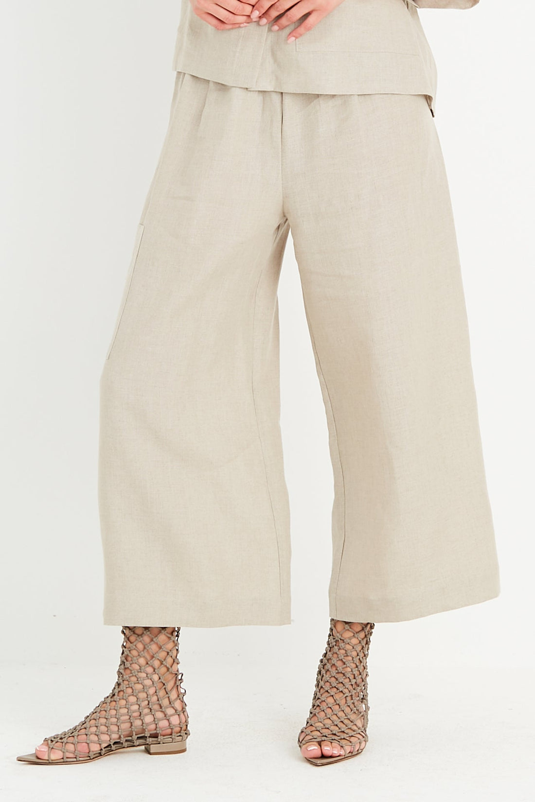 Handkerchief Linen Crop Gaucho Pants