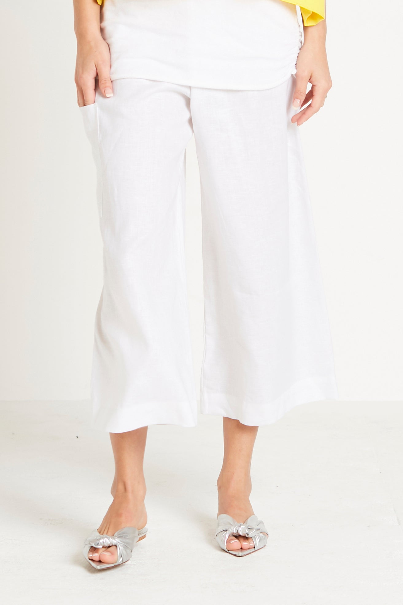 Handkerchief Linen Crop Gaucho Pants