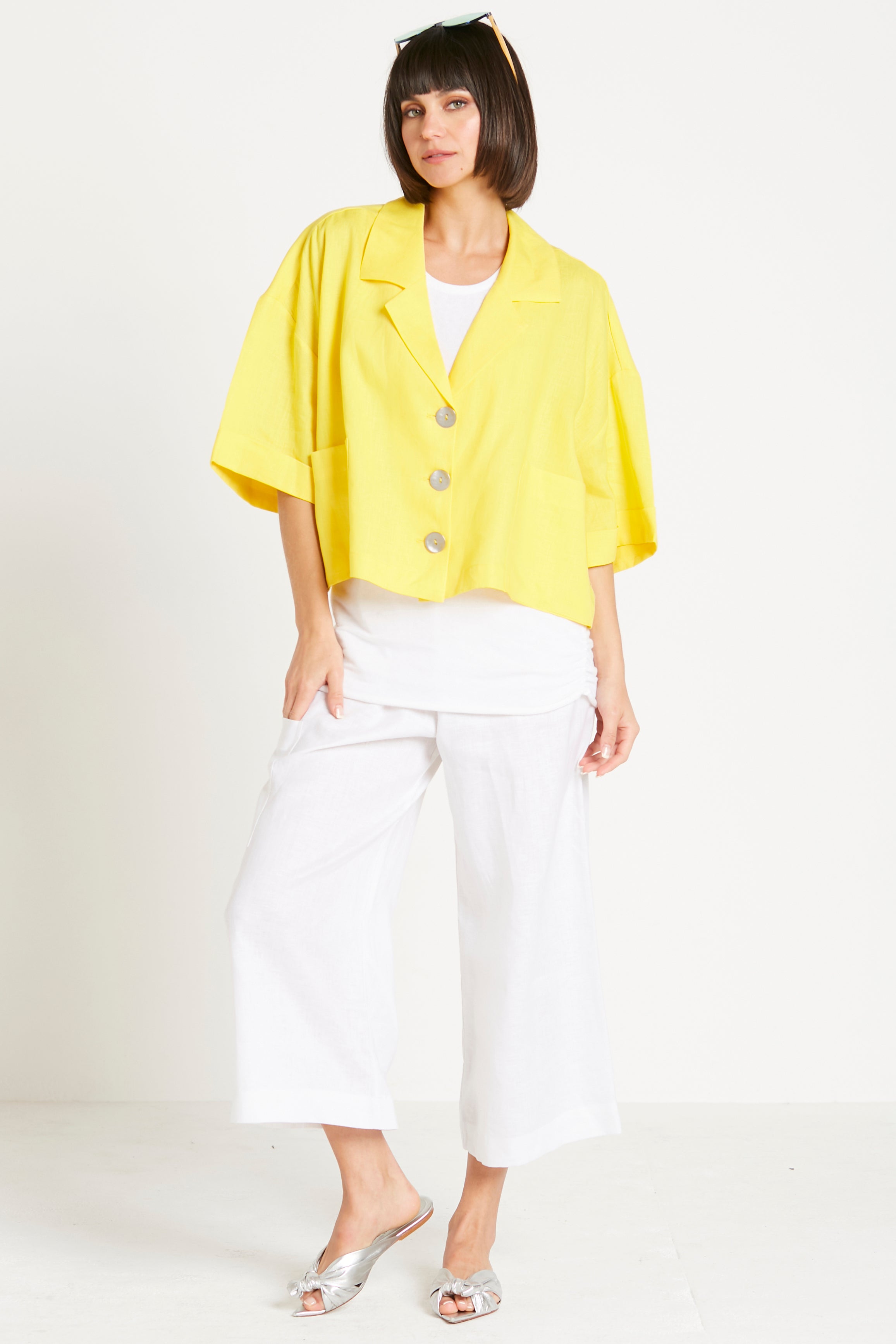 Handkerchief Linen Crop Gaucho Pants