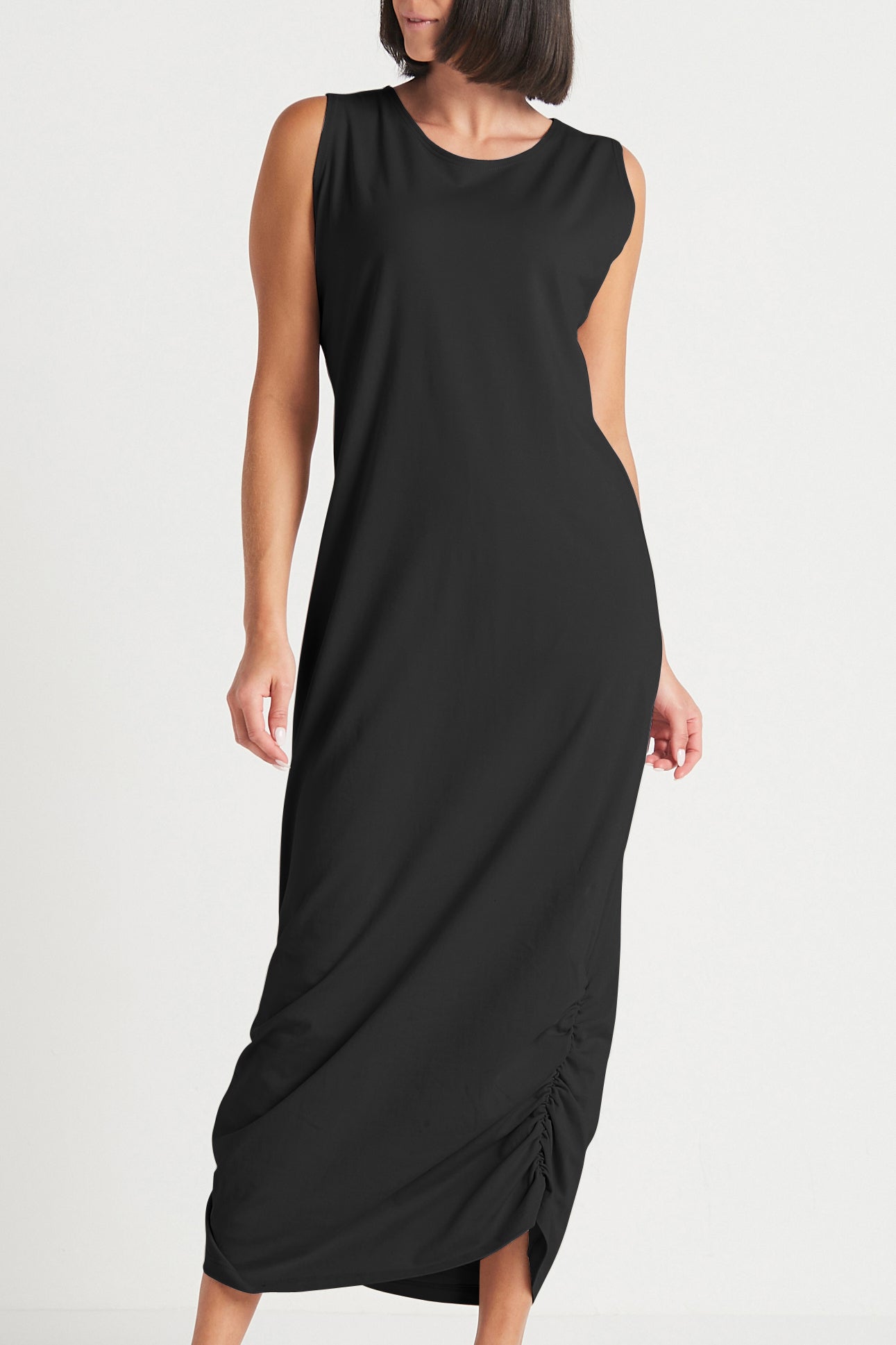 Cotton Lycra Ruched Tank Dress