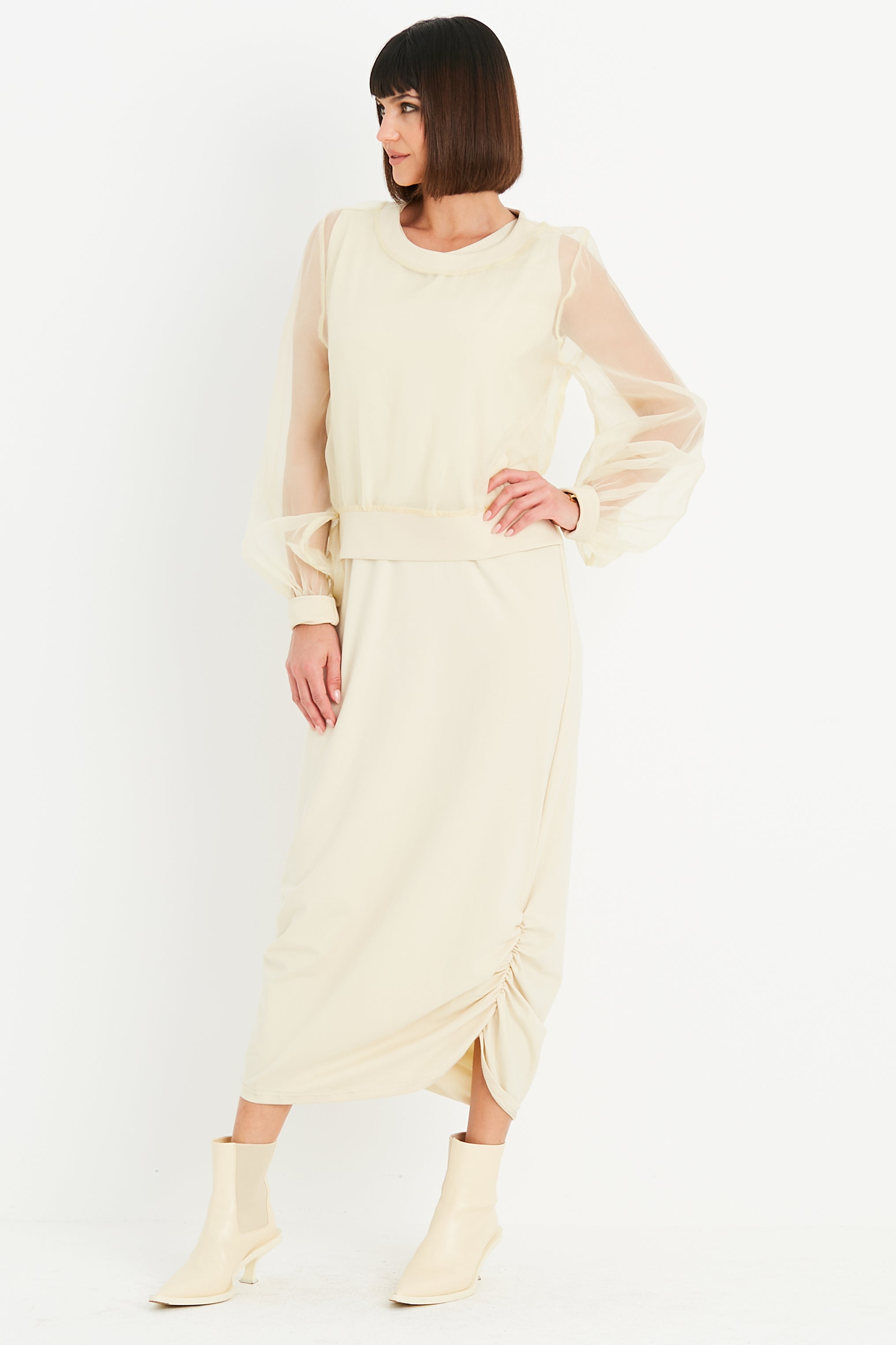 Cotton Lycra Ruched Tank Dress