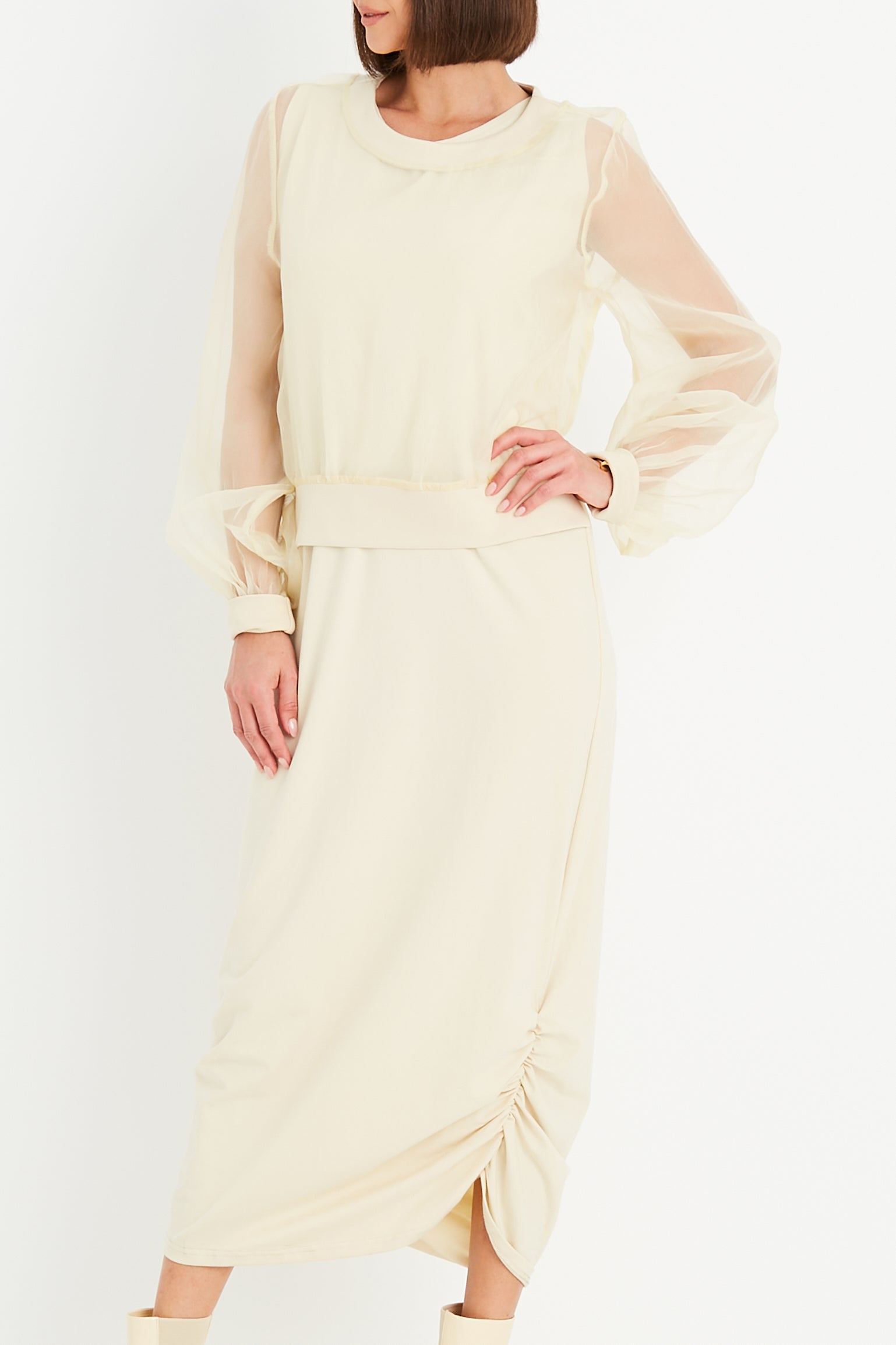 Cotton Lycra Ruched Tank Dress