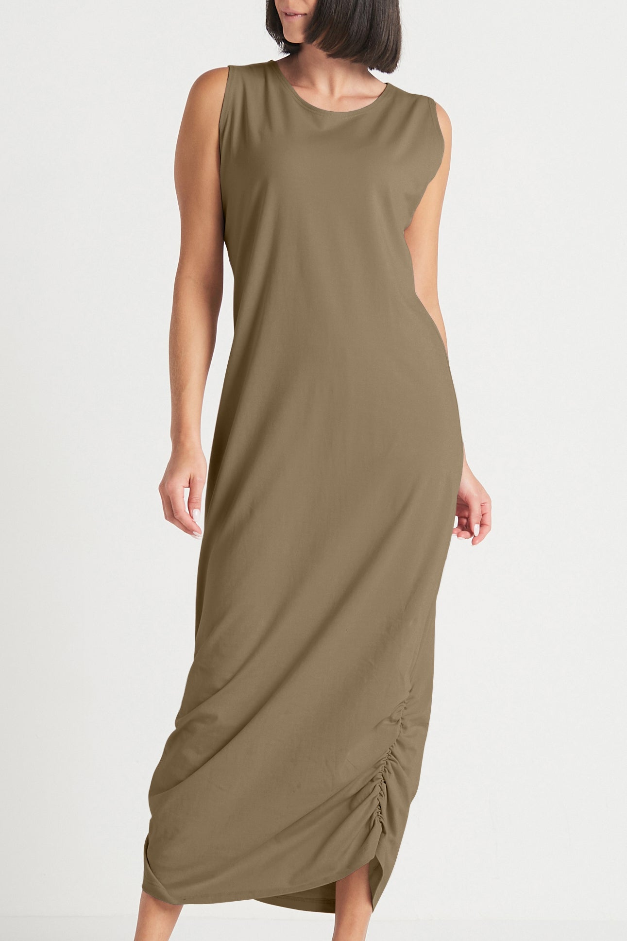 Cotton Lycra Ruched Tank Dress