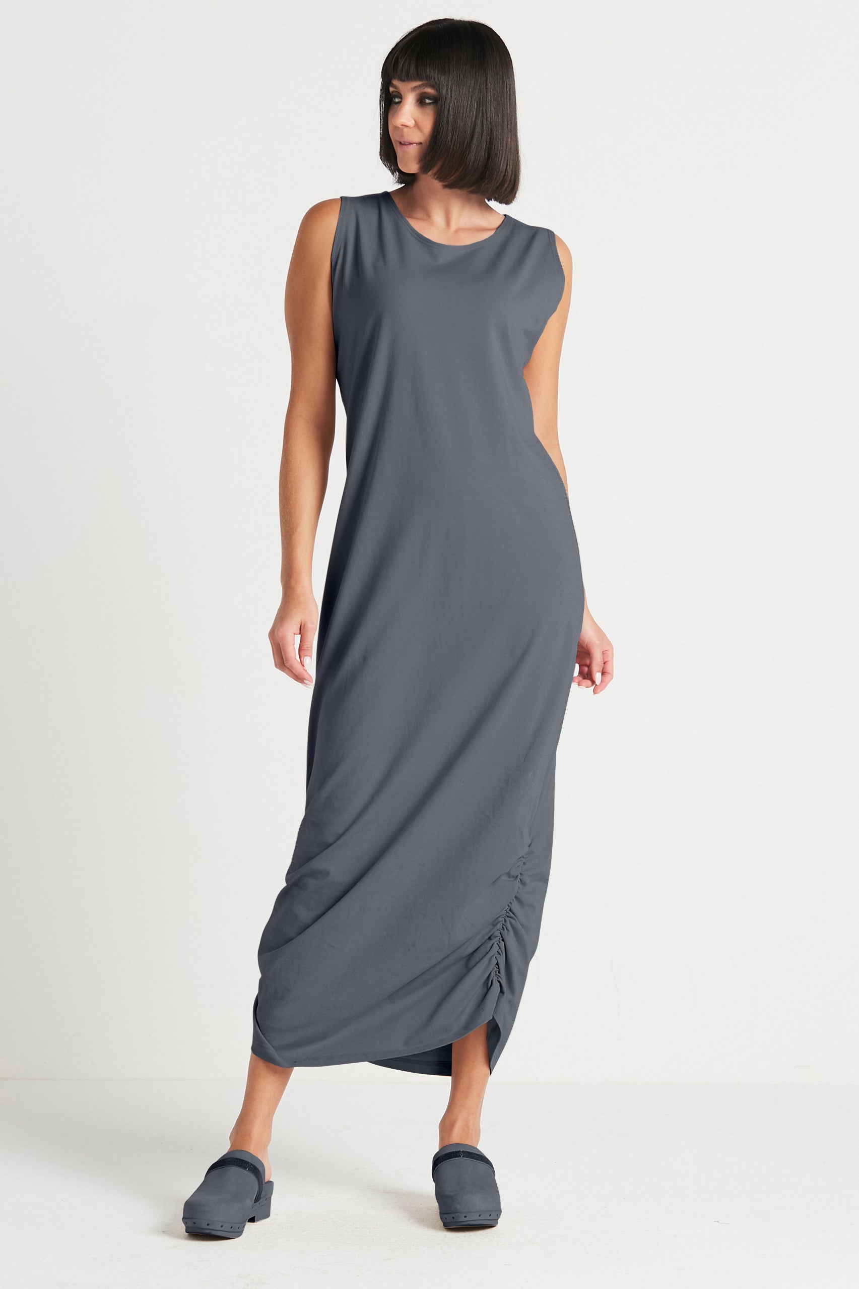 Cotton Lycra Ruched Tank Dress