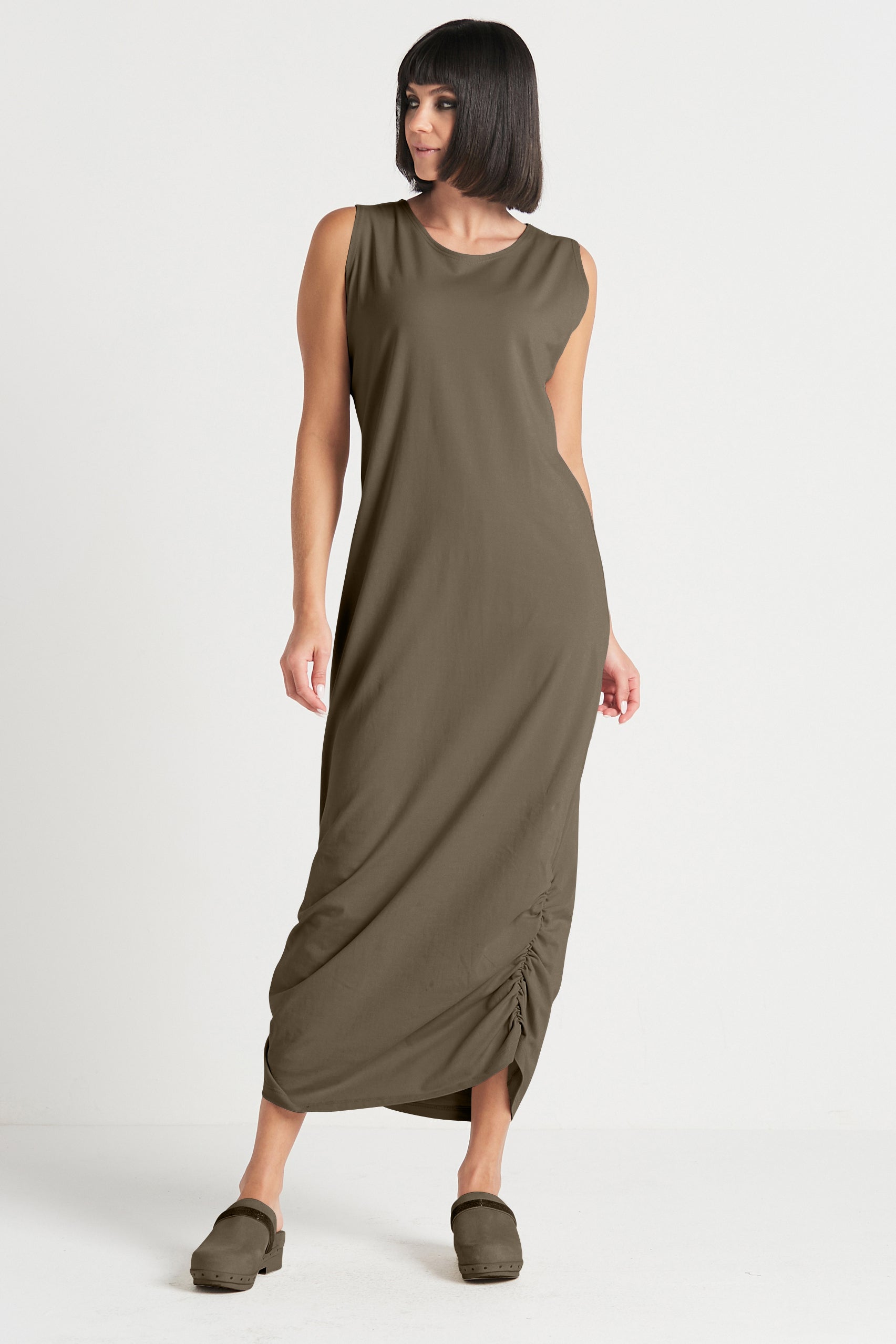 Cotton Lycra Ruched Tank Dress