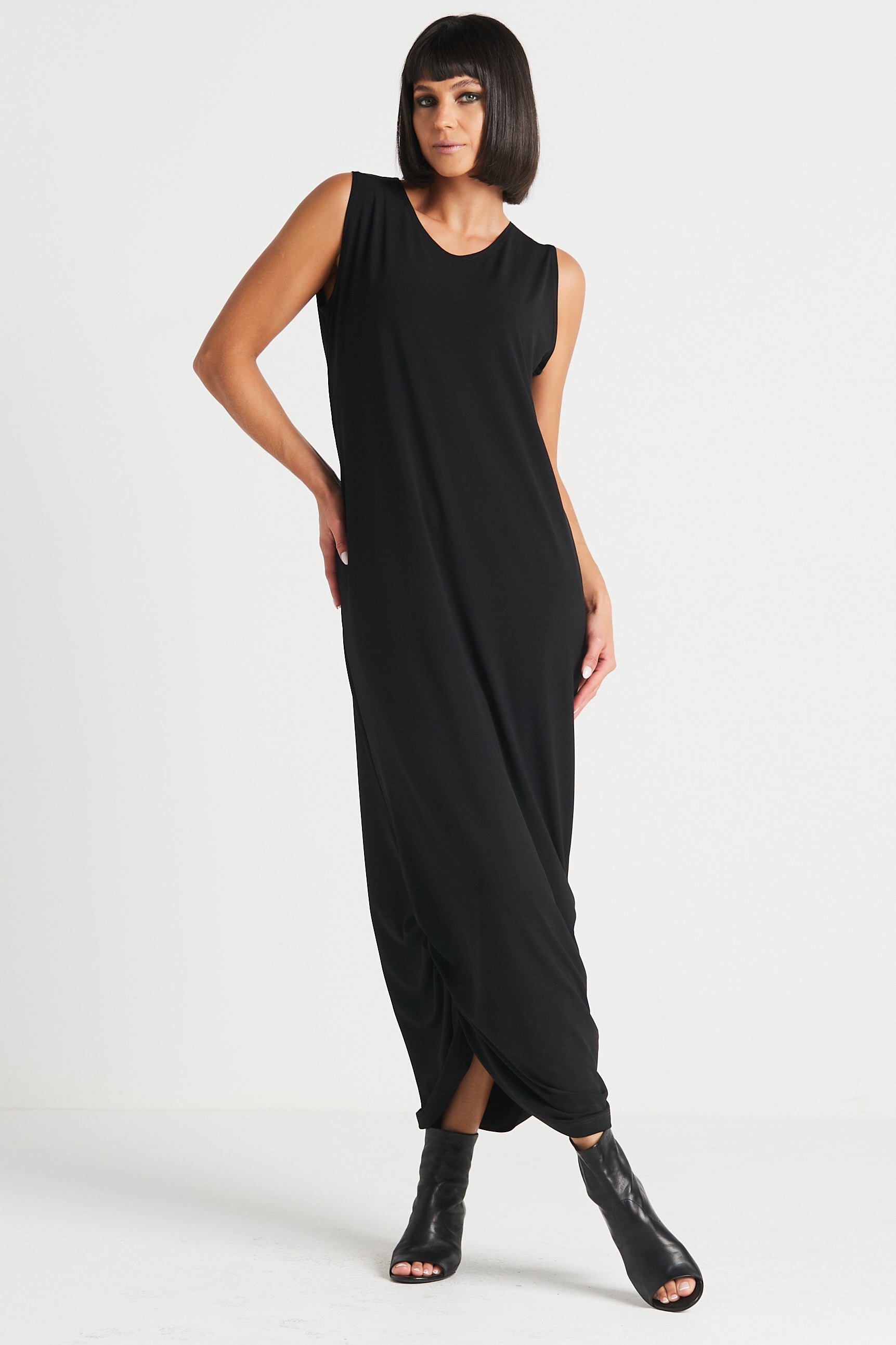Matte Jersey Ruched Tank Dress