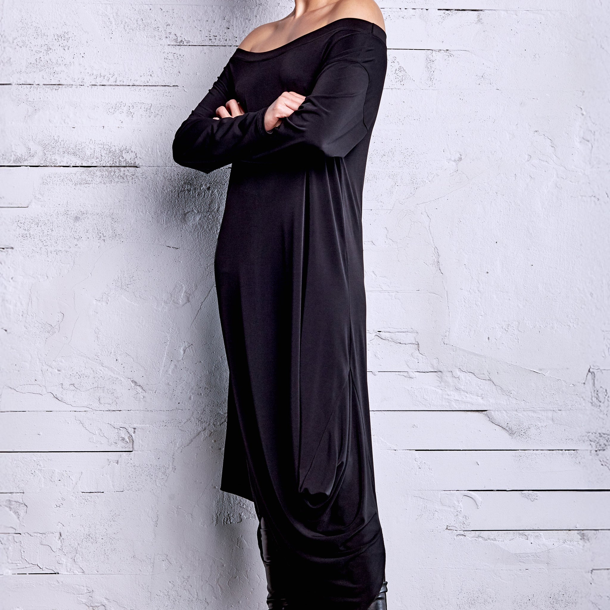 Matte Jersey Off The Shoulder Dress