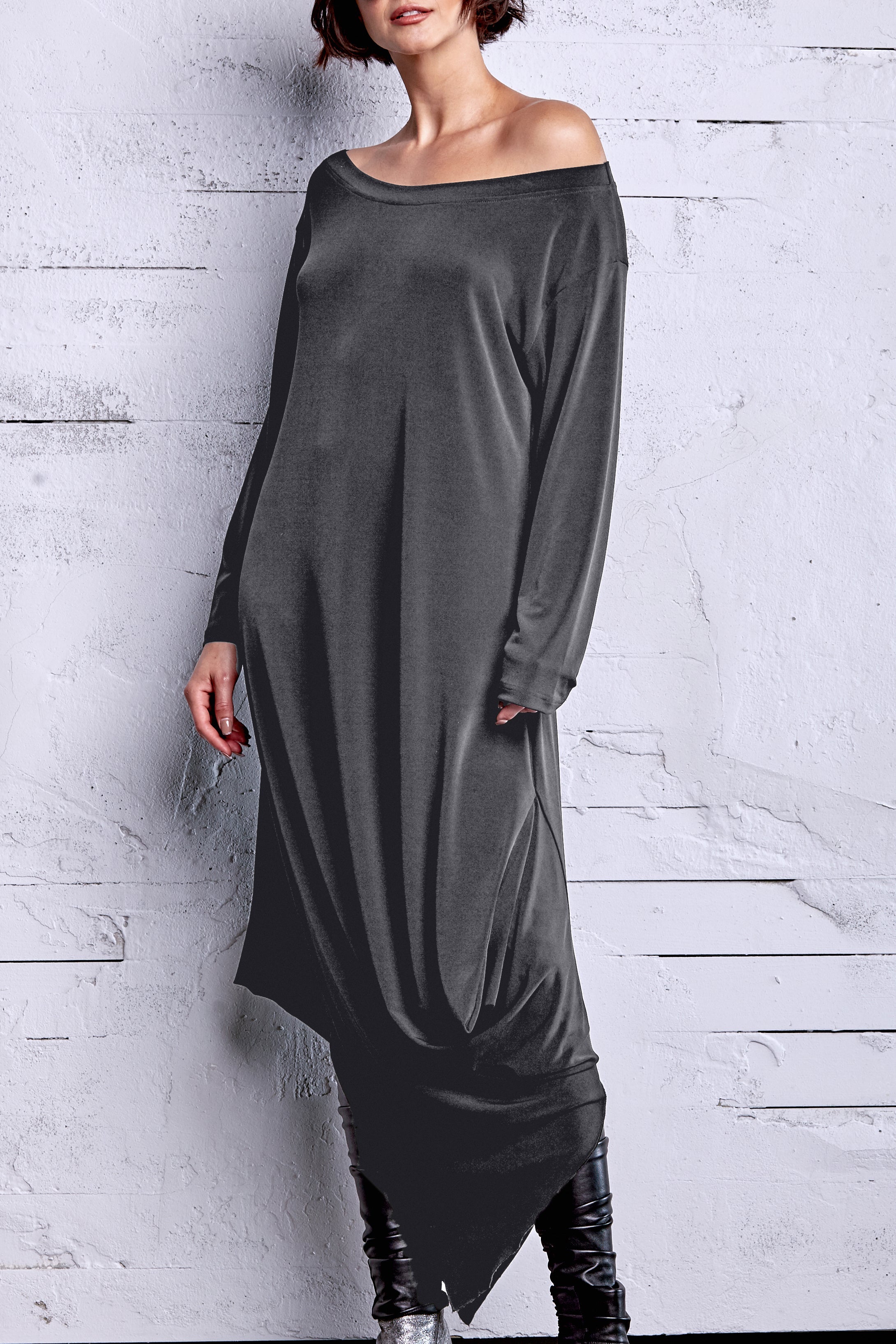 Matte Jersey Off The Shoulder Dress