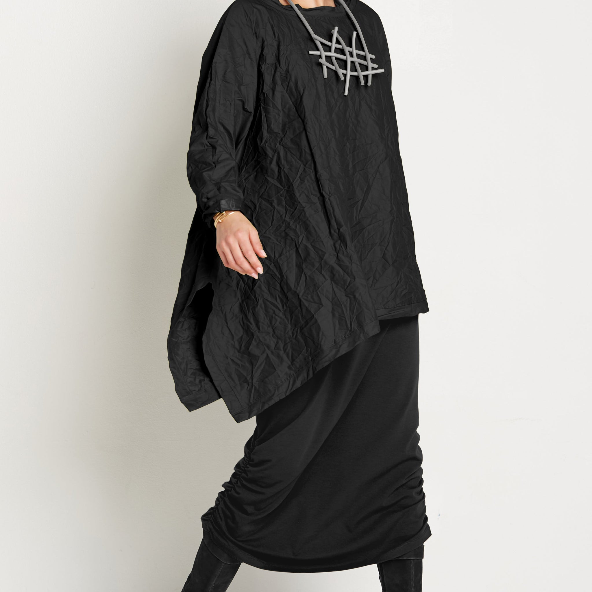 Crushed Nylon Flounce Tunic