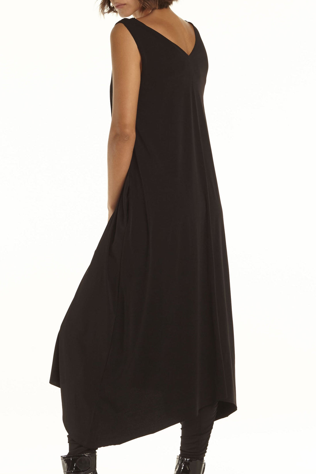 Matte Jersey Double V Neck Dress
