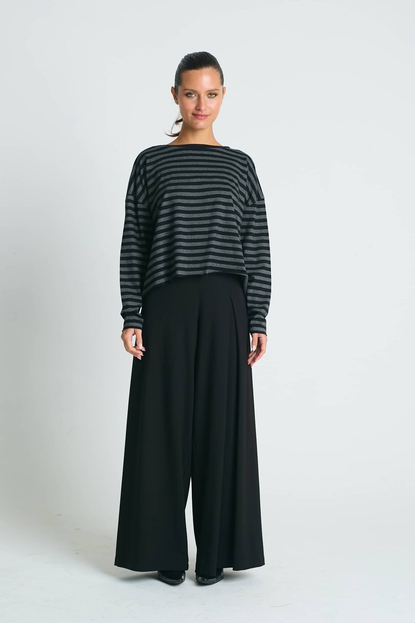 Pima Cotton Border Stripe Mini Luxury Boxy T