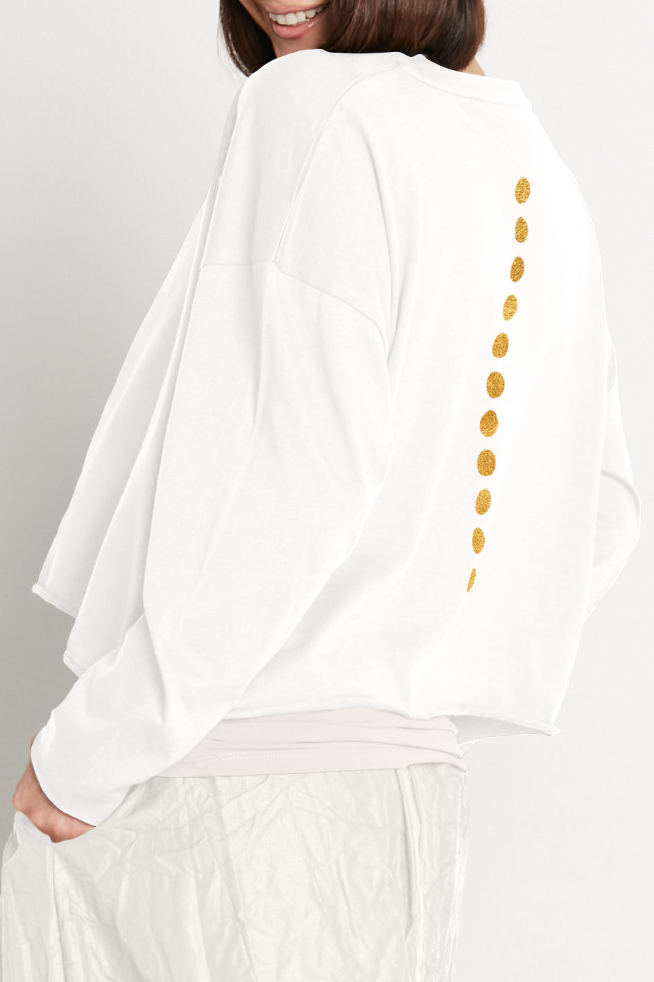 Pima Cotton Metallic Dot Dot Dot Mini Luxury Boxy T