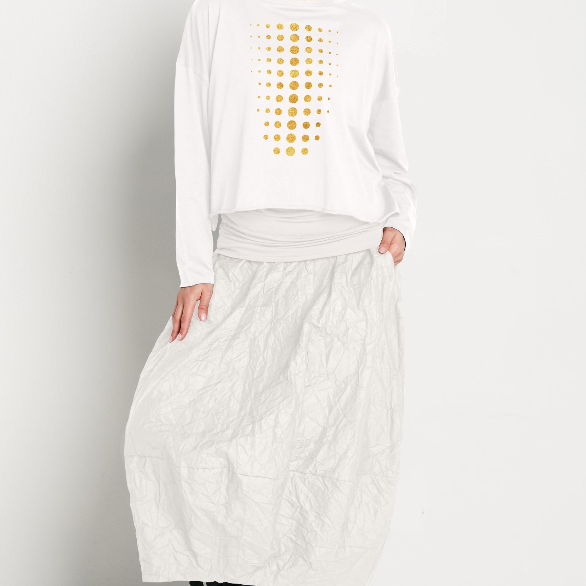 Pima Cotton Metallic Dot Dot Dot Mini Luxury Boxy T