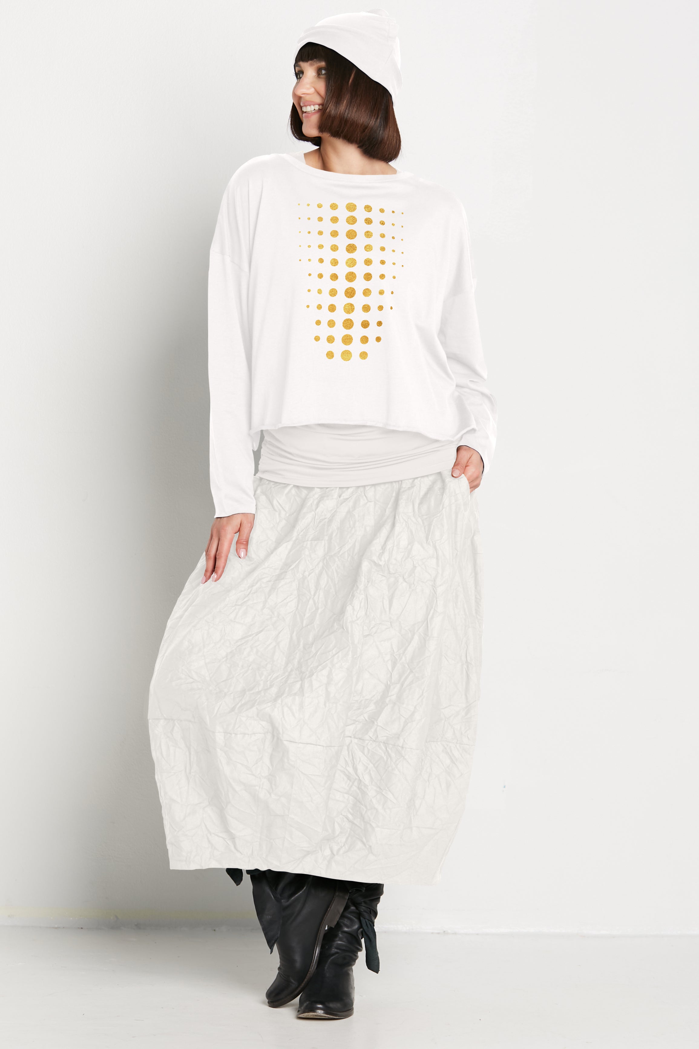Pima Cotton Metallic Dot Dot Dot Mini Luxury Boxy T
