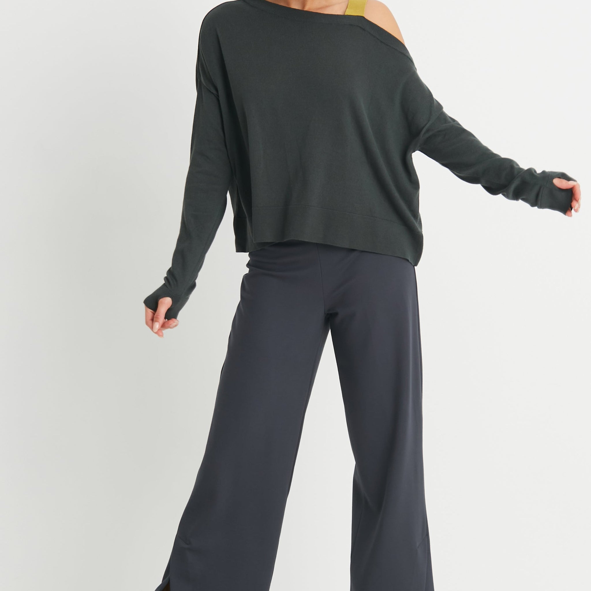 Pima Cotton 2 Tone Cut Away Sweater