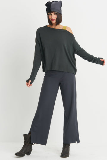 Pima Cotton 2 Tone Cut Away Sweater