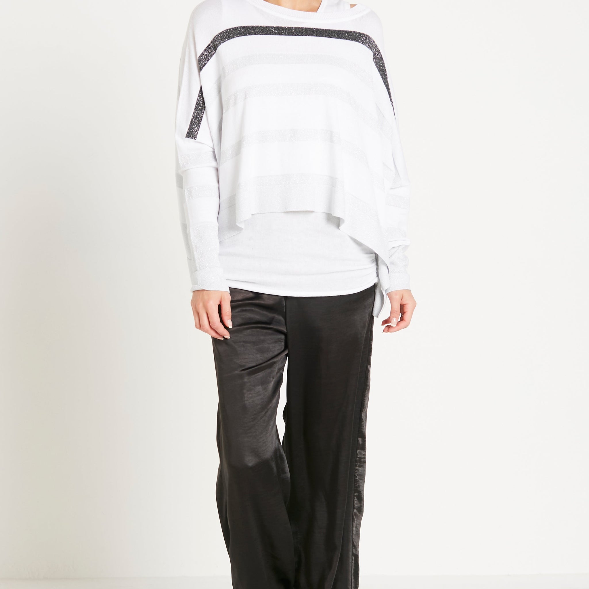 Pima Cotton Mini Glitter Girl Crewneck Sweater