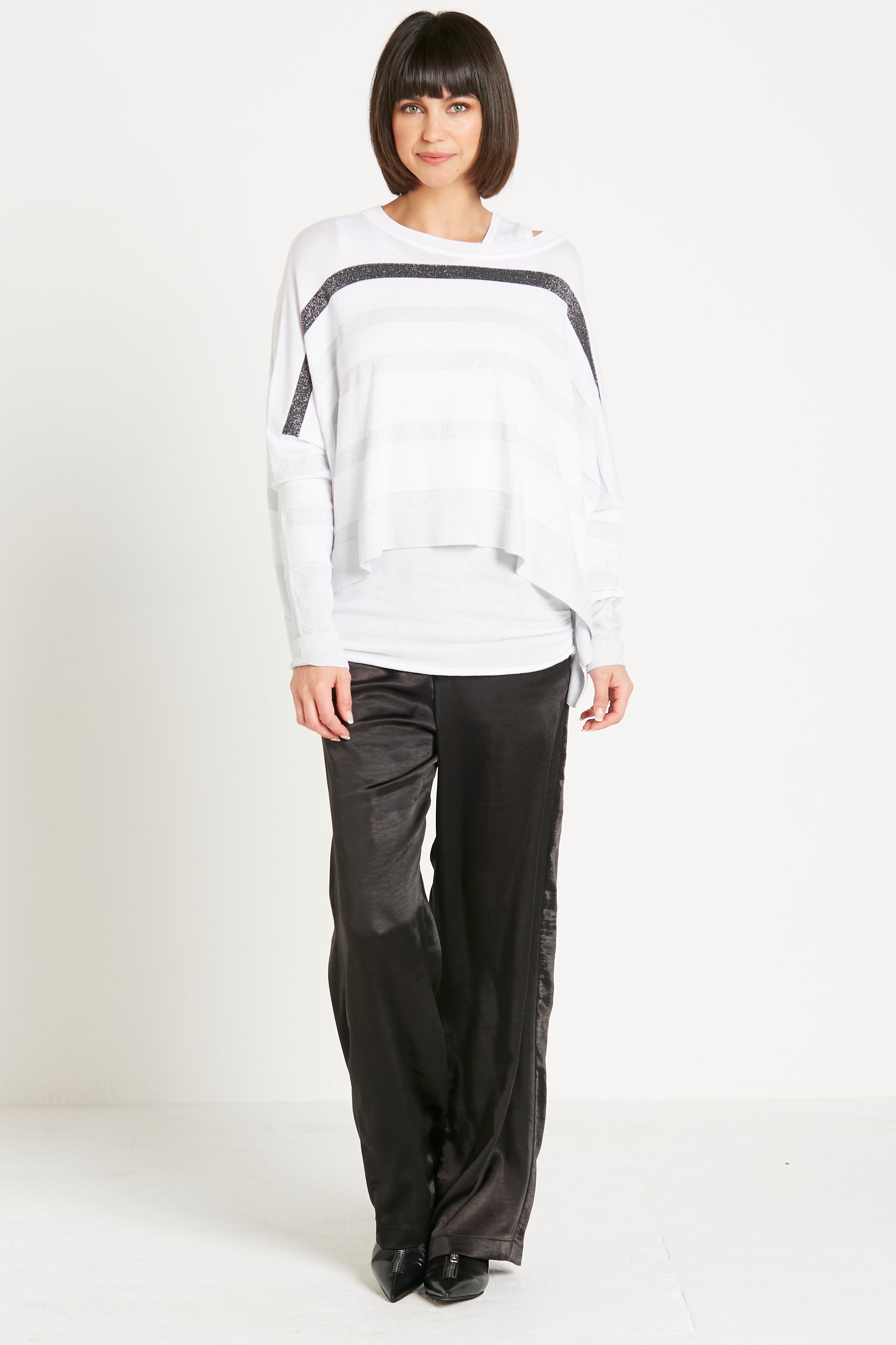 Pima Cotton Mini Glitter Girl Crewneck Sweater
