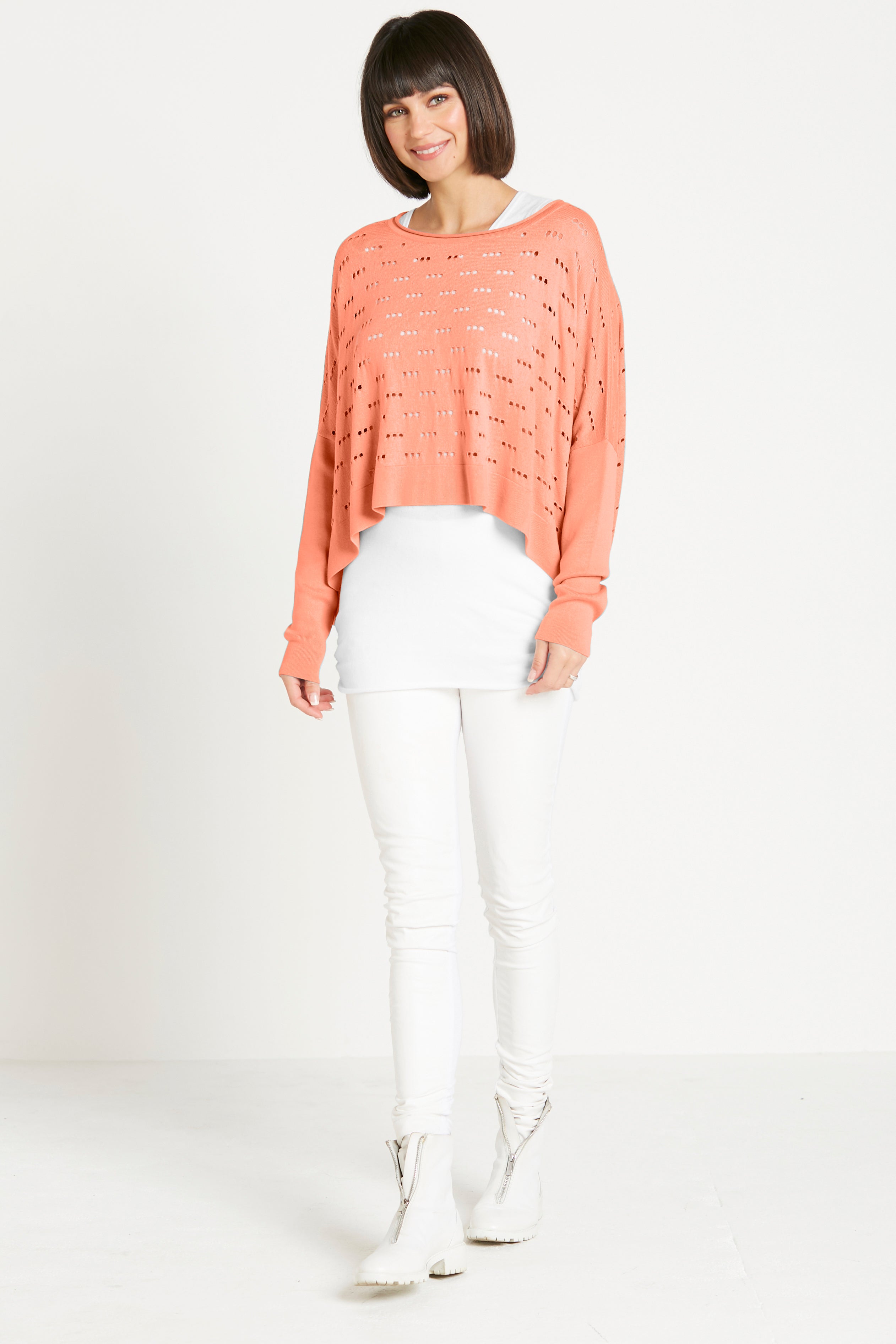 Pima Cotton 3 Hole Punch Boatneck Sweater