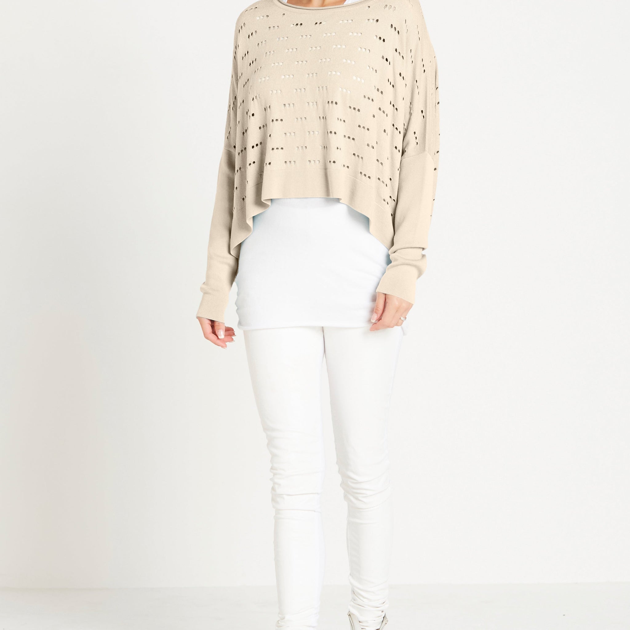 Pima Cotton 3 Hole Punch Boatneck Sweater