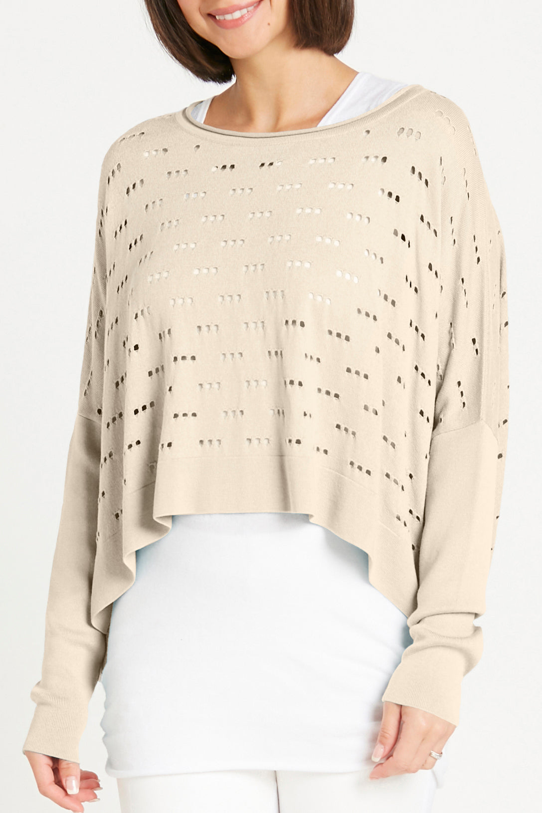Pima Cotton 3 Hole Punch Boatneck Sweater