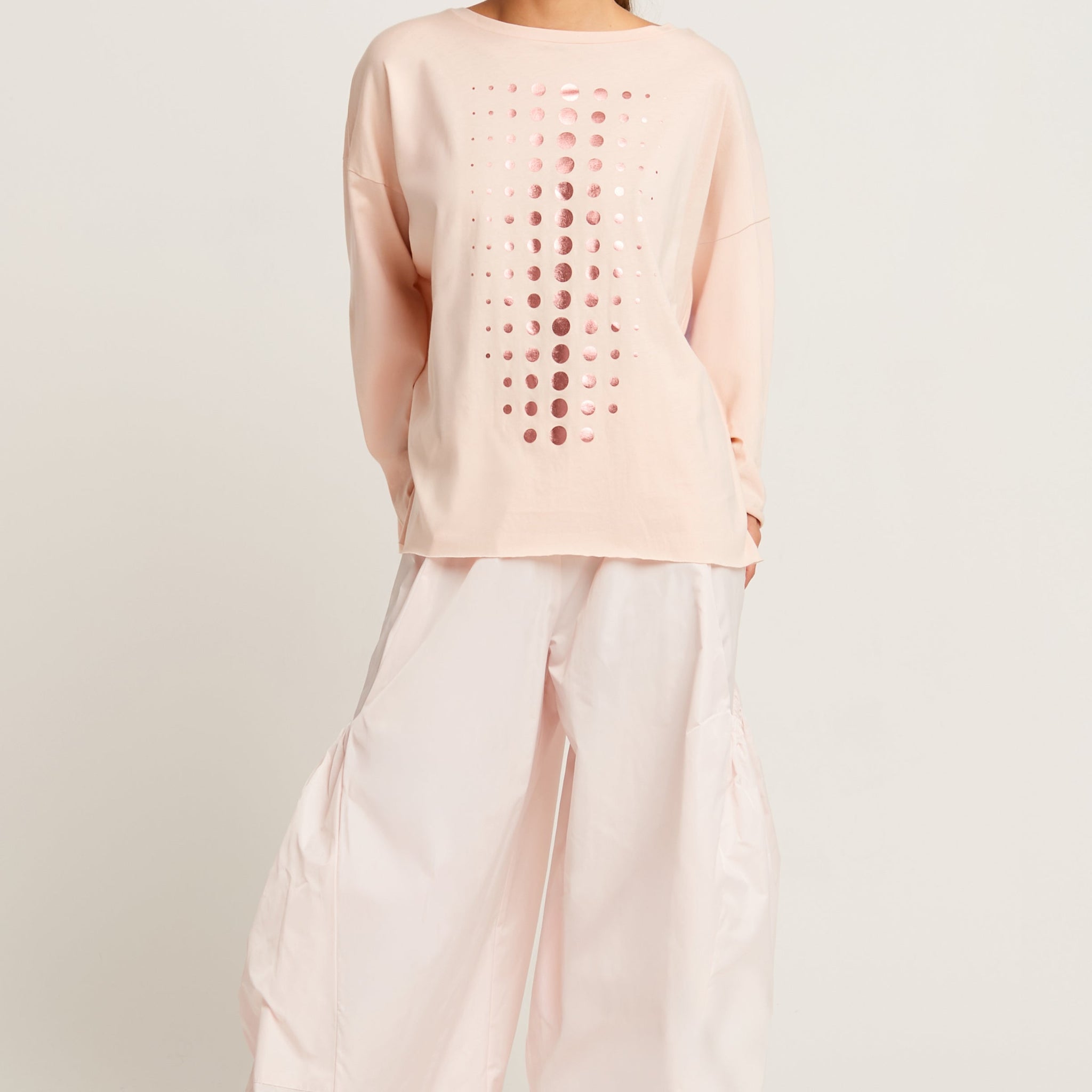 Pima Cotton Metallic Dot Dot Dot Luxury Boxy T