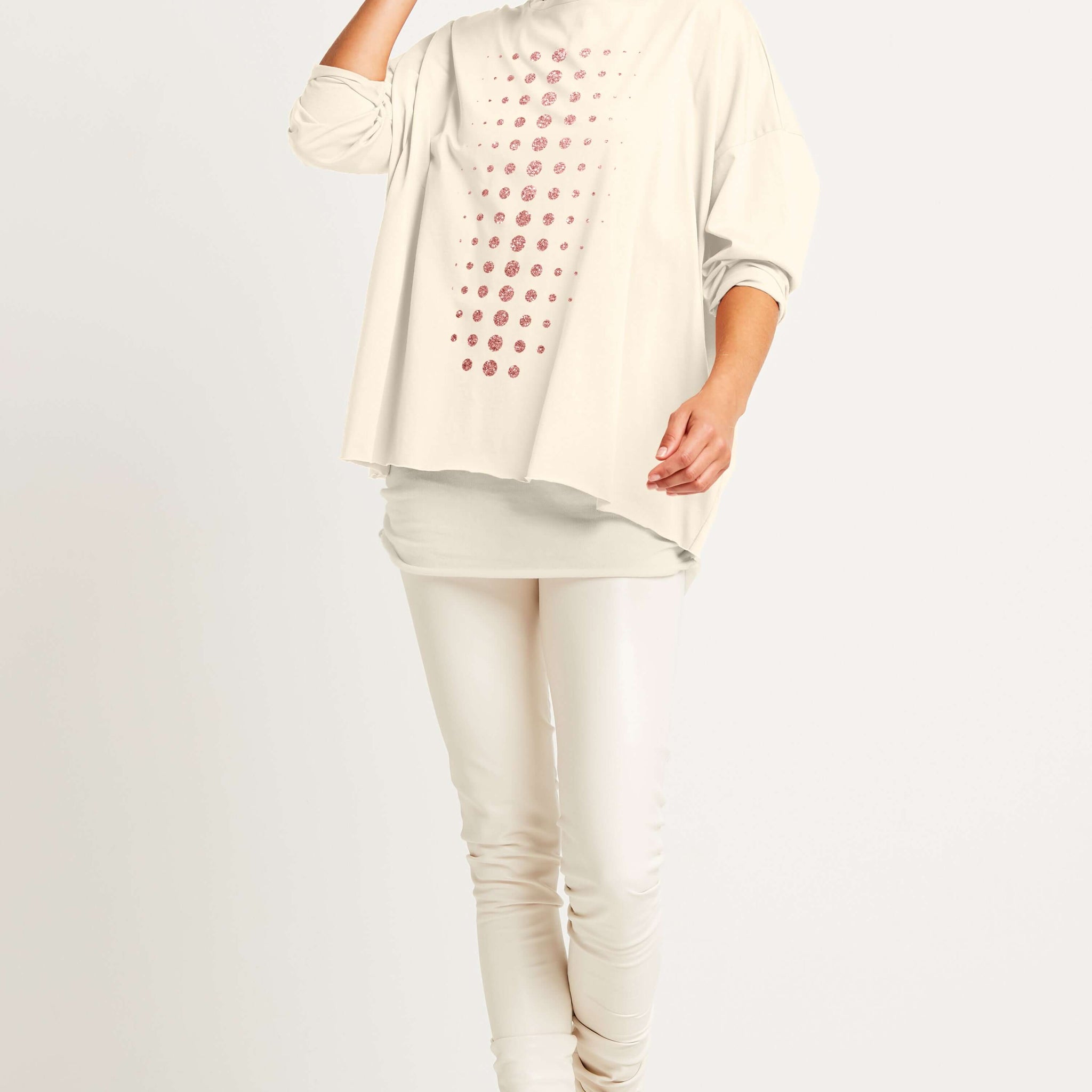 Pima Cotton Metallic Dot Dot Dot Luxury Boxy T