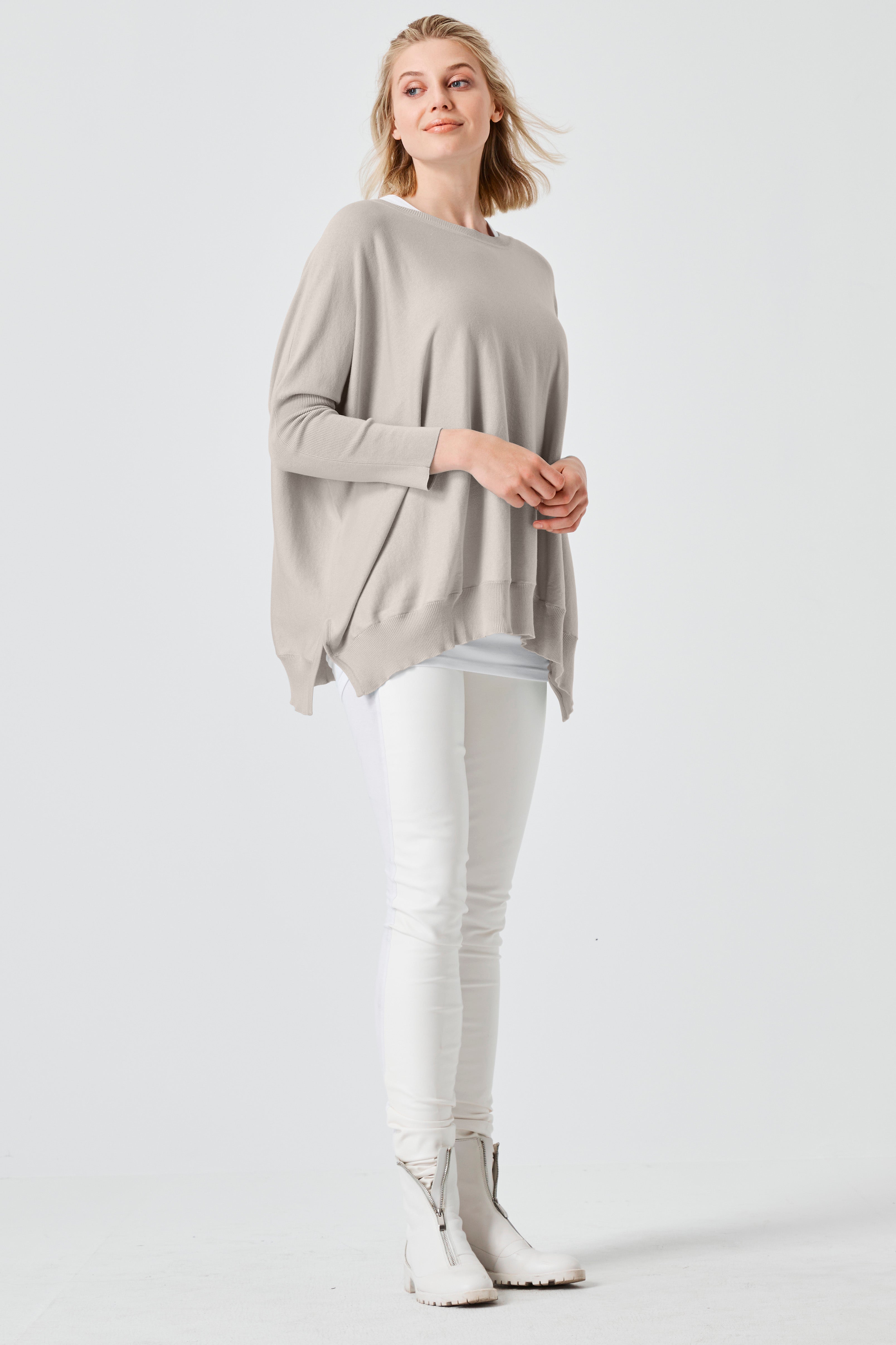Pima Cotton Oversized Crewneck Knit
