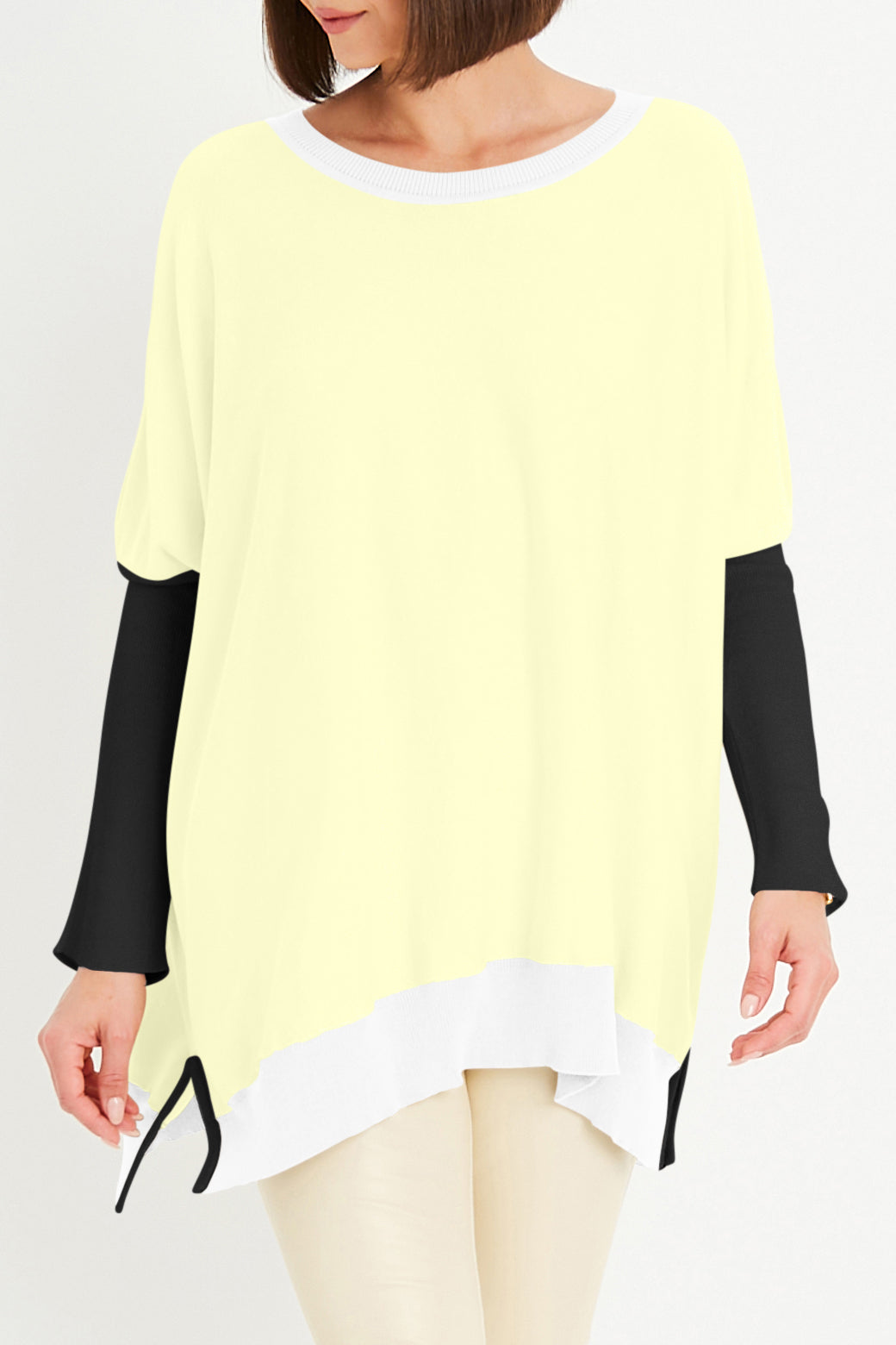 Pima Cotton Color Block Crewneck Sweater
